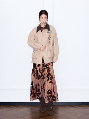 MUKZIN“The Sequence of Deer's Call”Light Camel Color Contrast Collar Oversized Silhouette Jacket