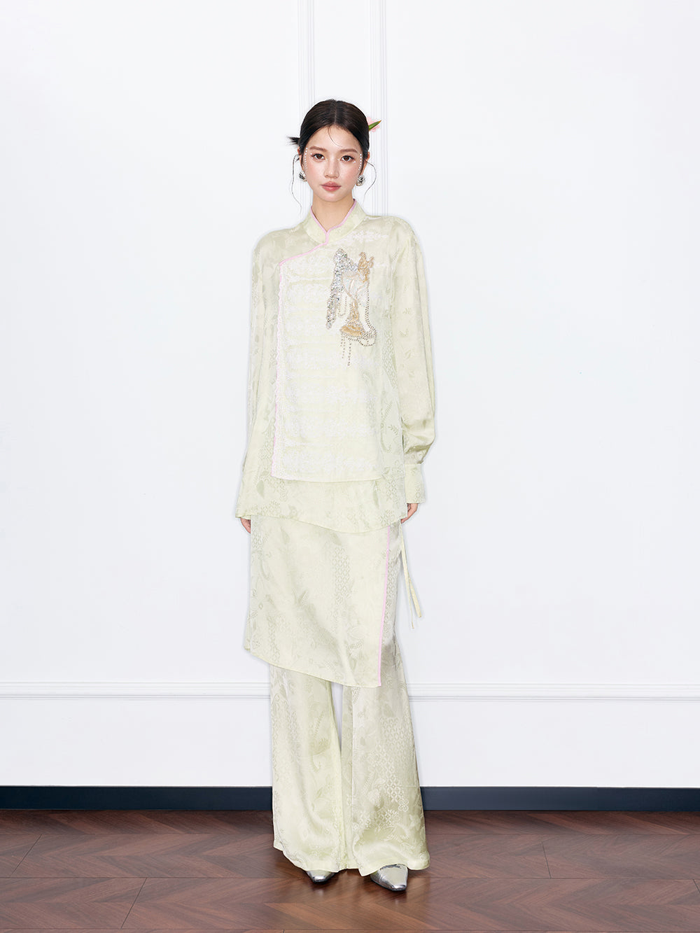 MUKZIN“Night Ballad of Chang'an”Wrap Layered Wide-Leg Pants | Tang Dynasty Inspired Satin Trousers (Copy)