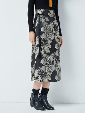 MUKTANK×CUUDICLAB Jacquard Midi Bodycon Skirt