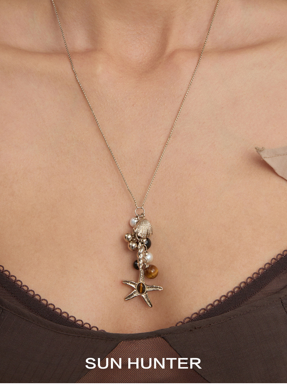 MUKTANK×SUN HUNTEROcean Bead Cluster Long Necklace
