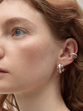 MUKTANK×SUN HUNTER Mother-of-Pearl Iris Four-Ring Ear Cuff