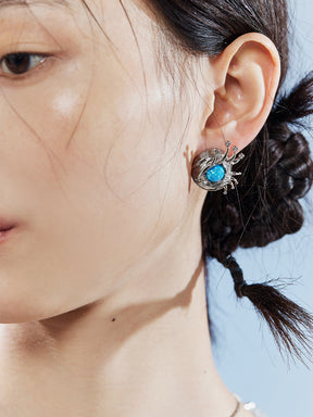 MUKTANK×GEL E LUA Digital Love Ltter Blue Eyes Earrings