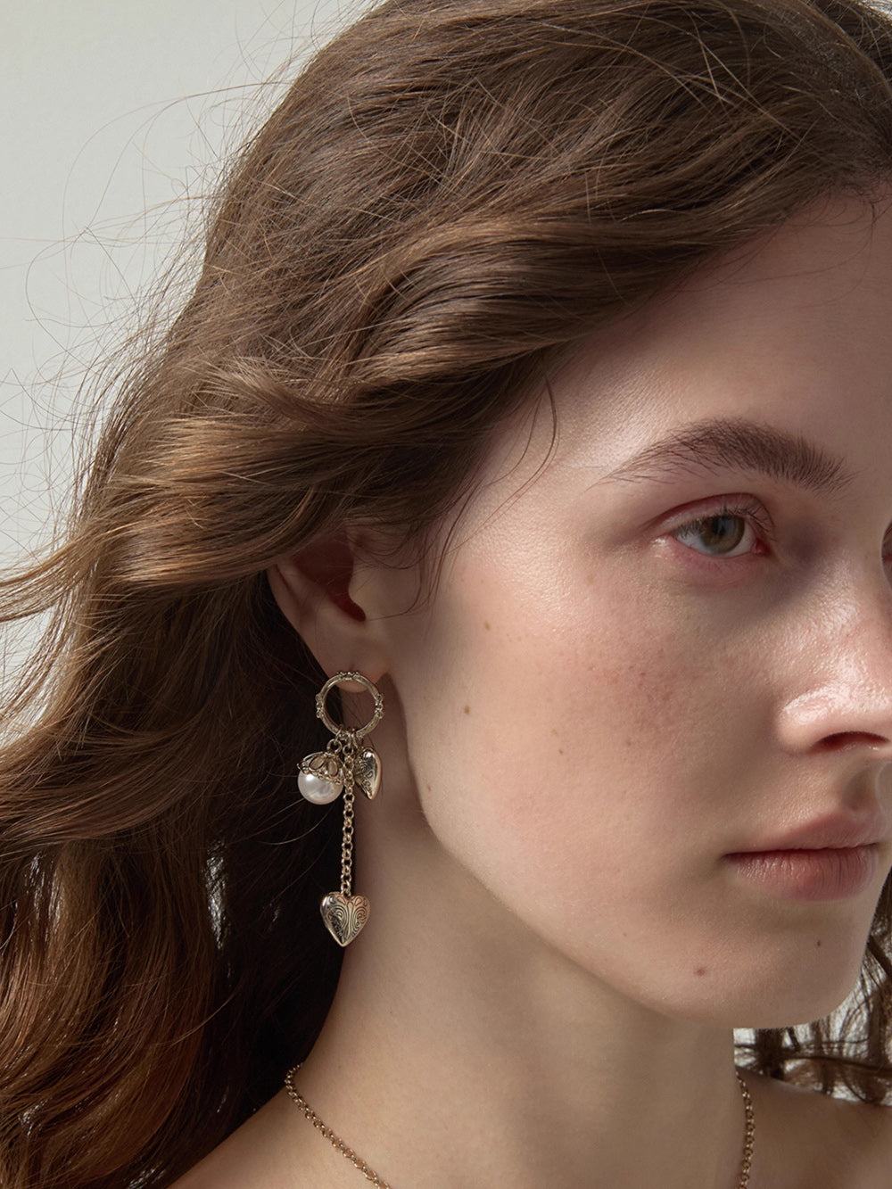 MUKTANK×SUN HUNTER Intricate Heart Faux Pearl Earrings