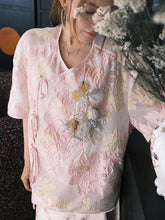 MUKZIN“Capsule Collection”Light Pink Ombre Chinese-style Top with Heavy - duty Embroidery