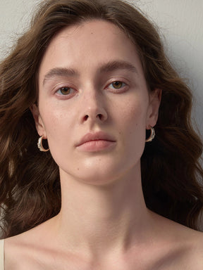 MUKTANK×SUN HUNTER 2mm Diameter C-Hoop Brushed Earrings