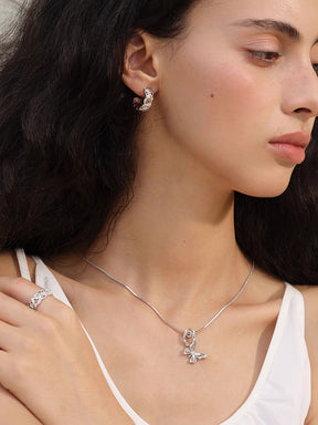 MUKTANK×SUN HUNTER “Emergence”Full-Circle Lace Butterfly Earrings