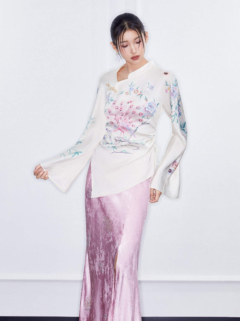 MUKZIN  Spring Prelude"Immortal Maiden" Irregular Cheongsam Collar Small Top Shirt