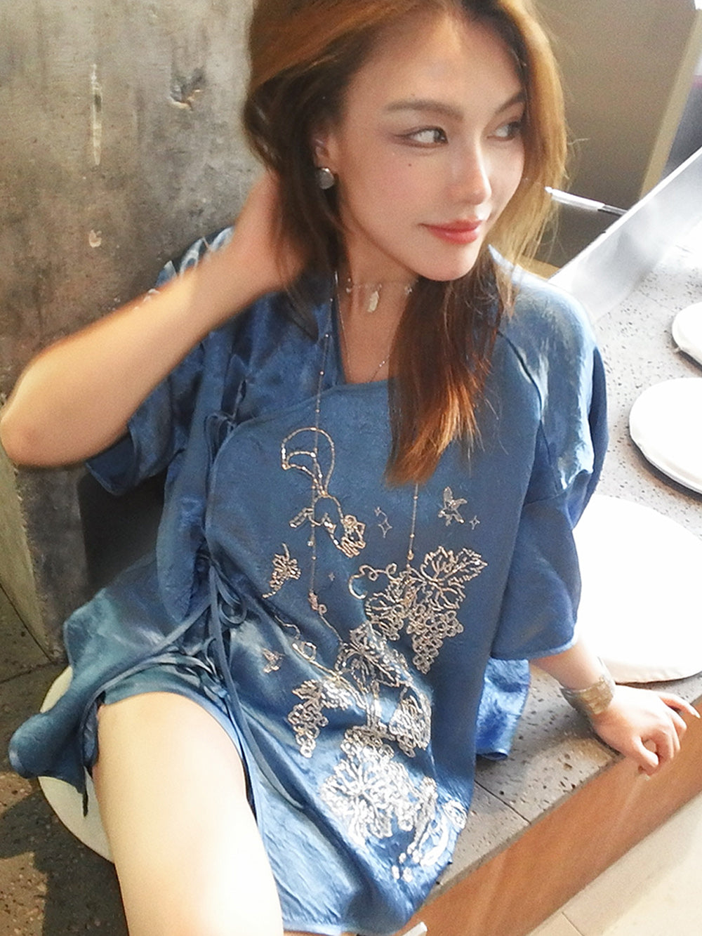 MUKZIN“Capsule Collection”Traditional Chinese Embroidered Set Shorts
