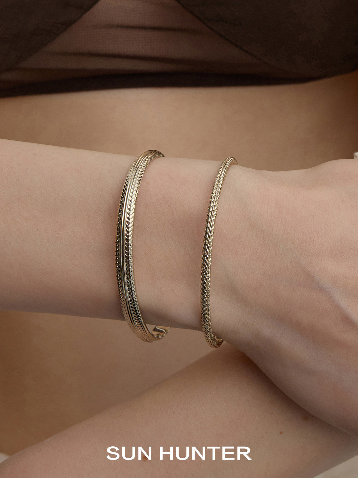 MUKTANK×SUN HUNTER Garden Woven Bangle (Narrow)
