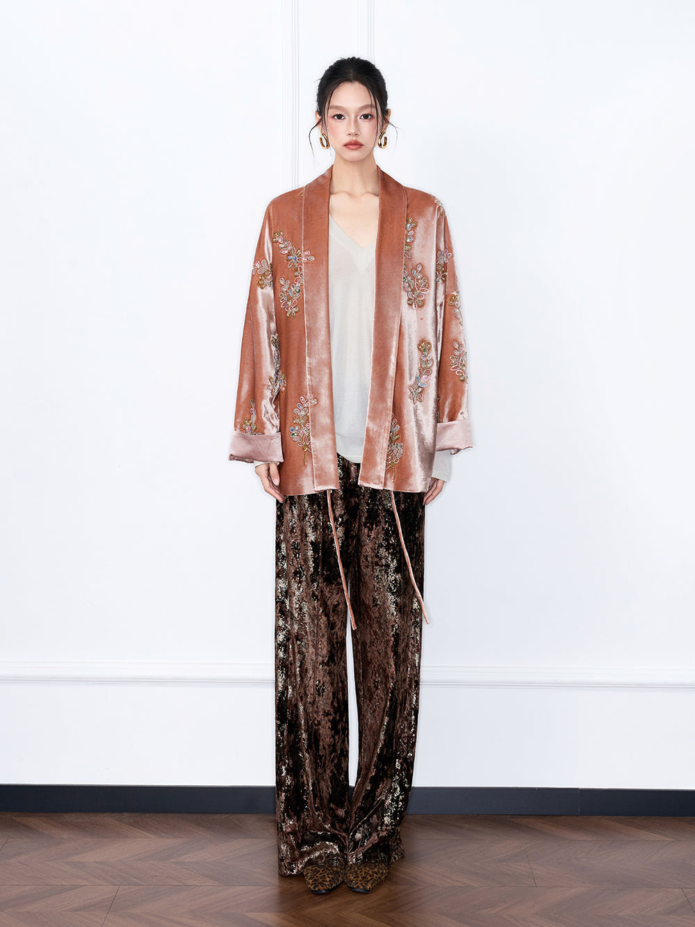 MUKZIN“Capsule Collection”Light Luxury Beaded Velvet Loose Fit Coat