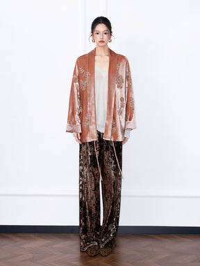 MUKZIN“Capsule Collection”Light Luxury Beaded Velvet Loose Fit Coat