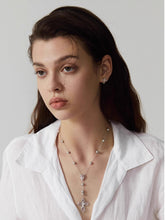 MUKTANK×SUN HUNTER Lace cross pearl Y-chain