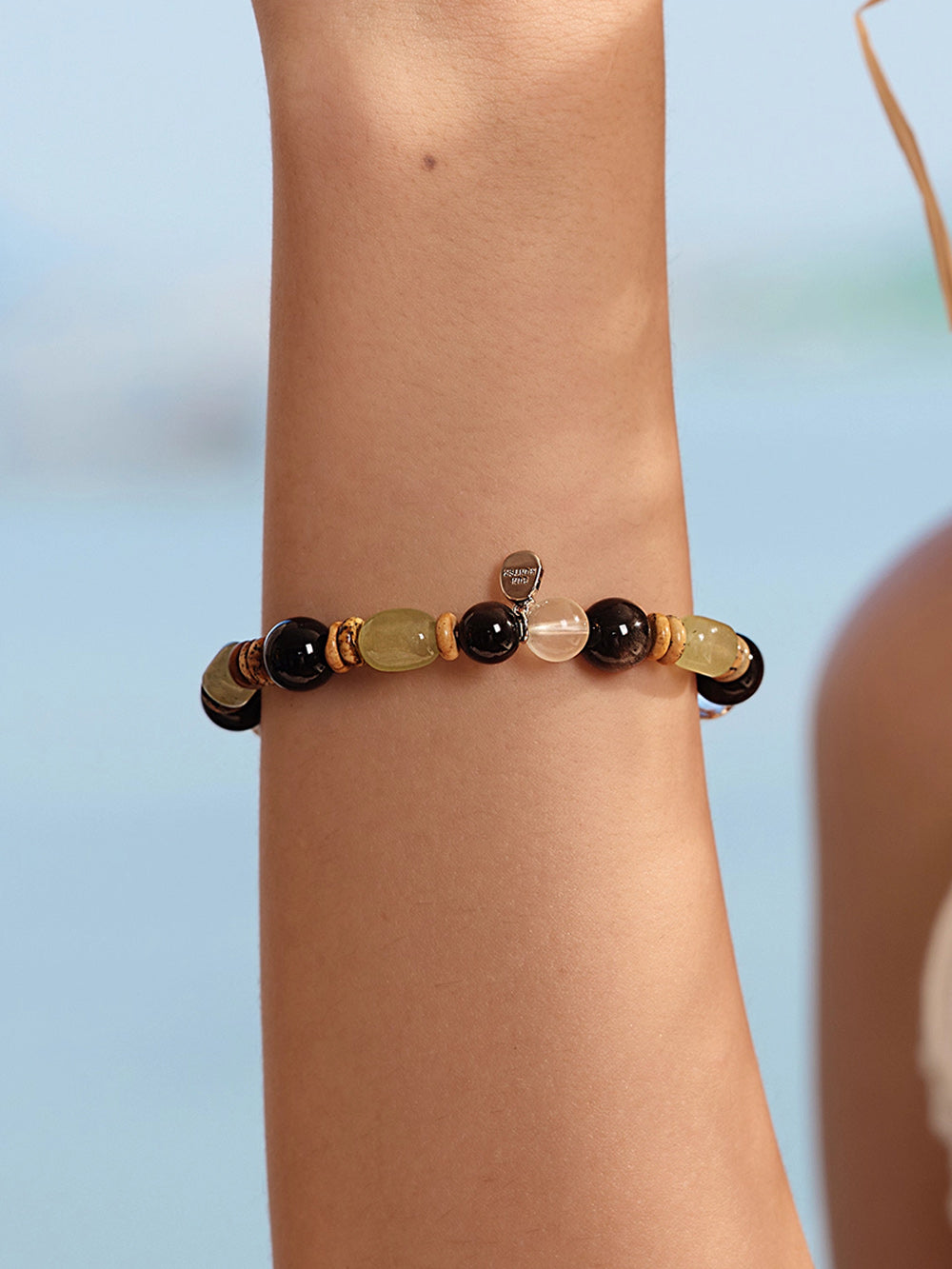 MUKTANK×SUN HUNTER“Fleeting Light”Green Grape Obsidian Bracelet