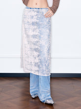 MUKZIN“Night Ballad of Chang'an”Women's Floral Lace Overlay Flare Jeans Beaded High Waist Denim Pants