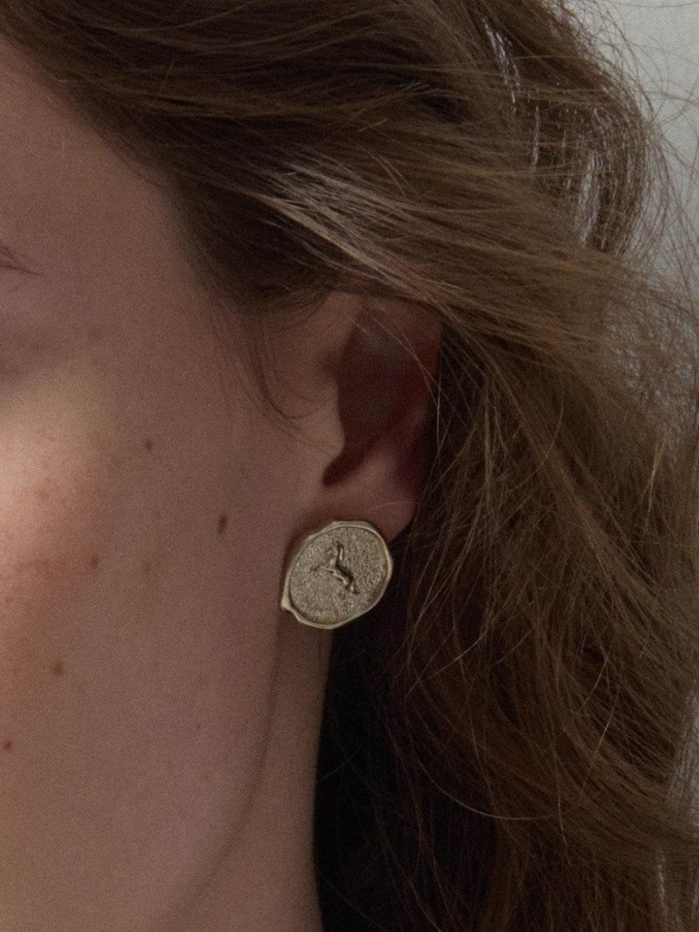 MUKTANK×SUN HUNTER Pegasus Coin Stud Earrings