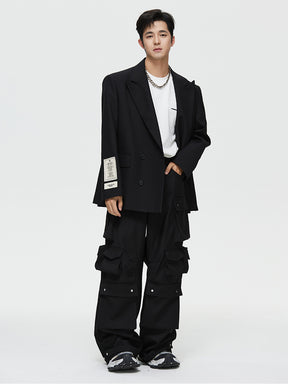 MUKTANK×ARDENCODE Unisex Oversized Loose Mid - rise Wide - leg Work Pants with Multiple Pockets