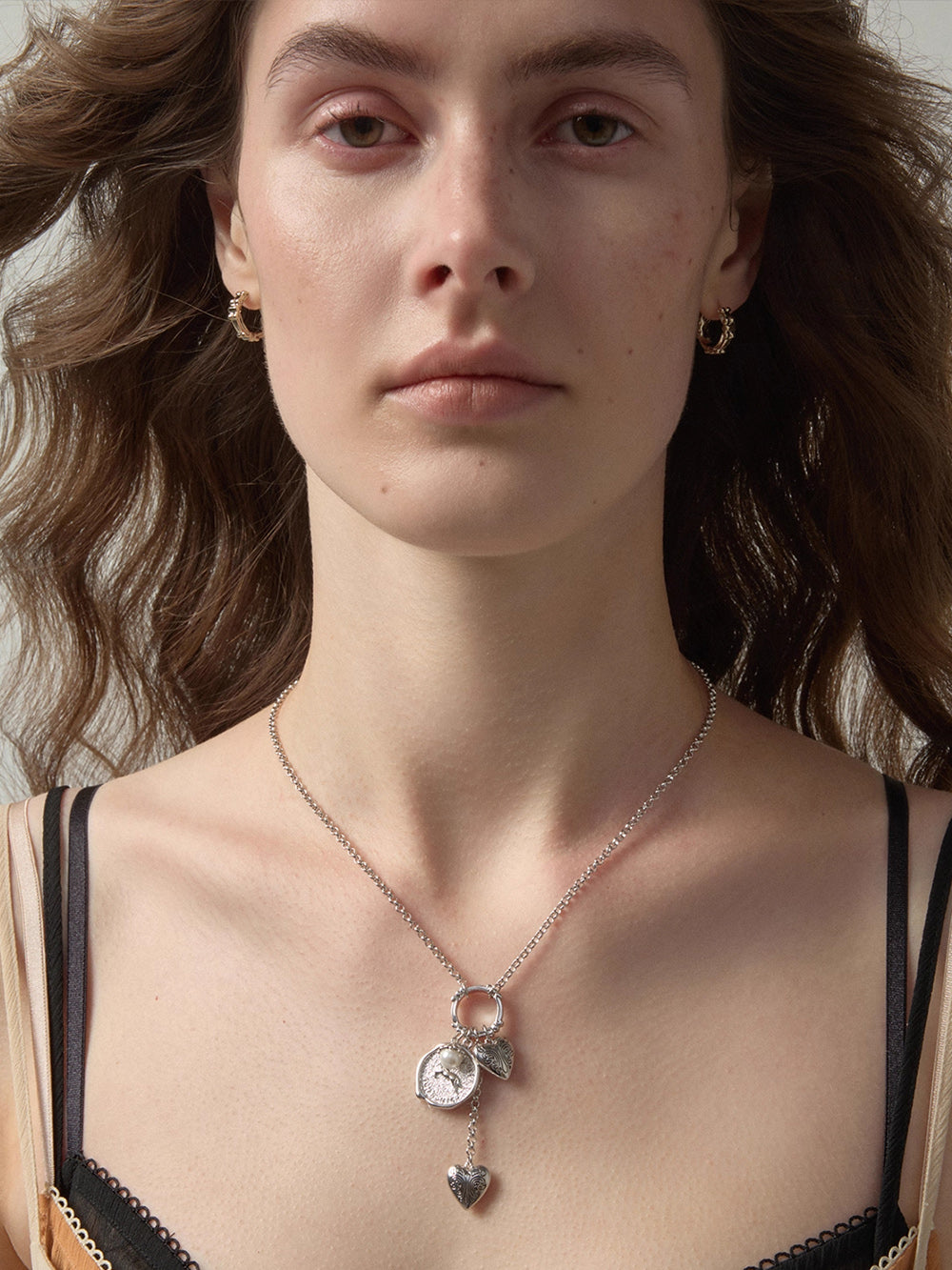 MUKTANK×SUN HUNTER Short Intricate Heart Coin Necklace