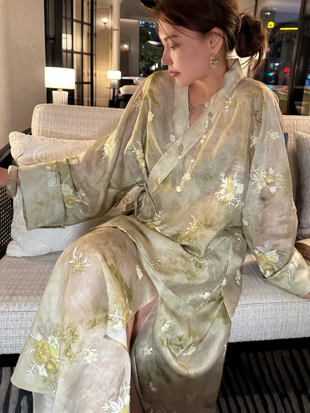 MUKZIN“Capsule Collection”New Chinese-style green elegant long-sleeve coat