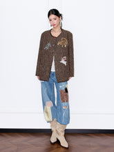 MUKZIN“Capsule Collection”Vintage Bouclé Jacket with 3D Appliqué - Round Neck Loose Fit