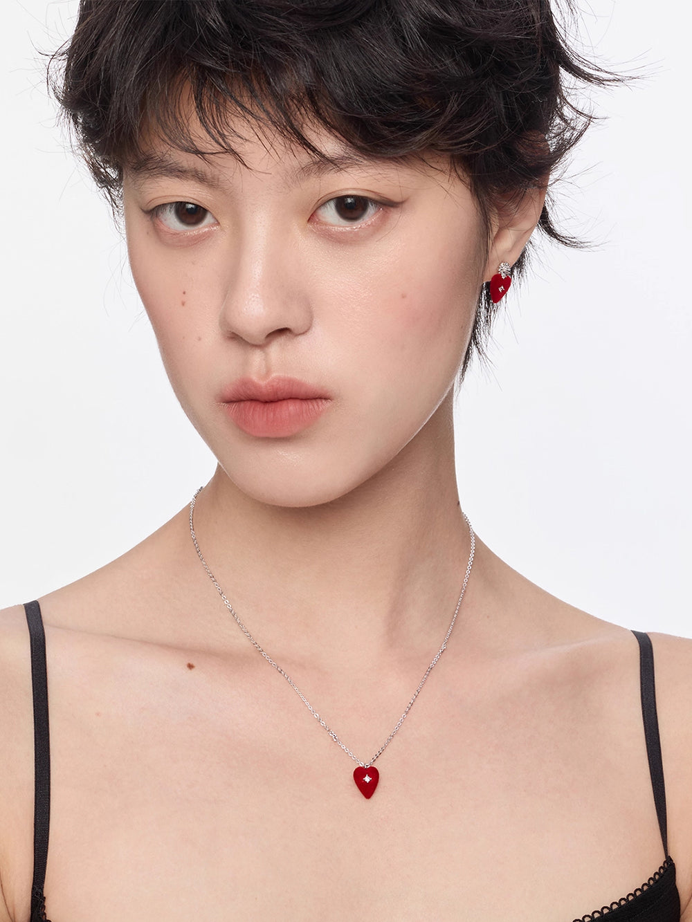 MUKTANK×SUN HUNTER Velvet Heart Plain Chain Necklace