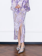 MUKZIN“Night Ballad of Chang'an”Velvet Jacquard Midi Skirt for Women - High Waist Slit Bodycon Maxi Skirt