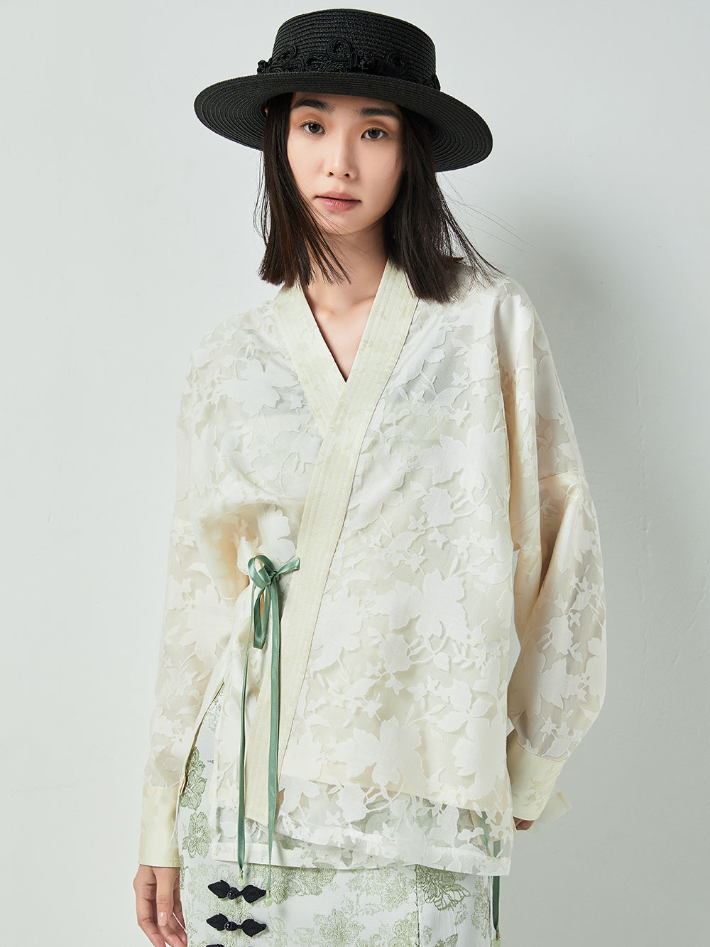 MUKTANK×CUUDICLAB New Chinese Style Bell Sleeve Top