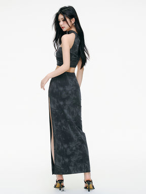 MUKTANK×ARDENCODE Washed-out Knit Midi Skirt