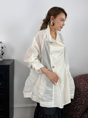 MUKZIN“Capsule Collection”White loose-fitting thin shirt