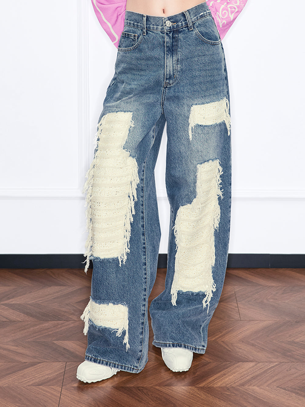 MUKZIN“Realm of Ethereal Mist”Distressed Ripped Jeans for Women