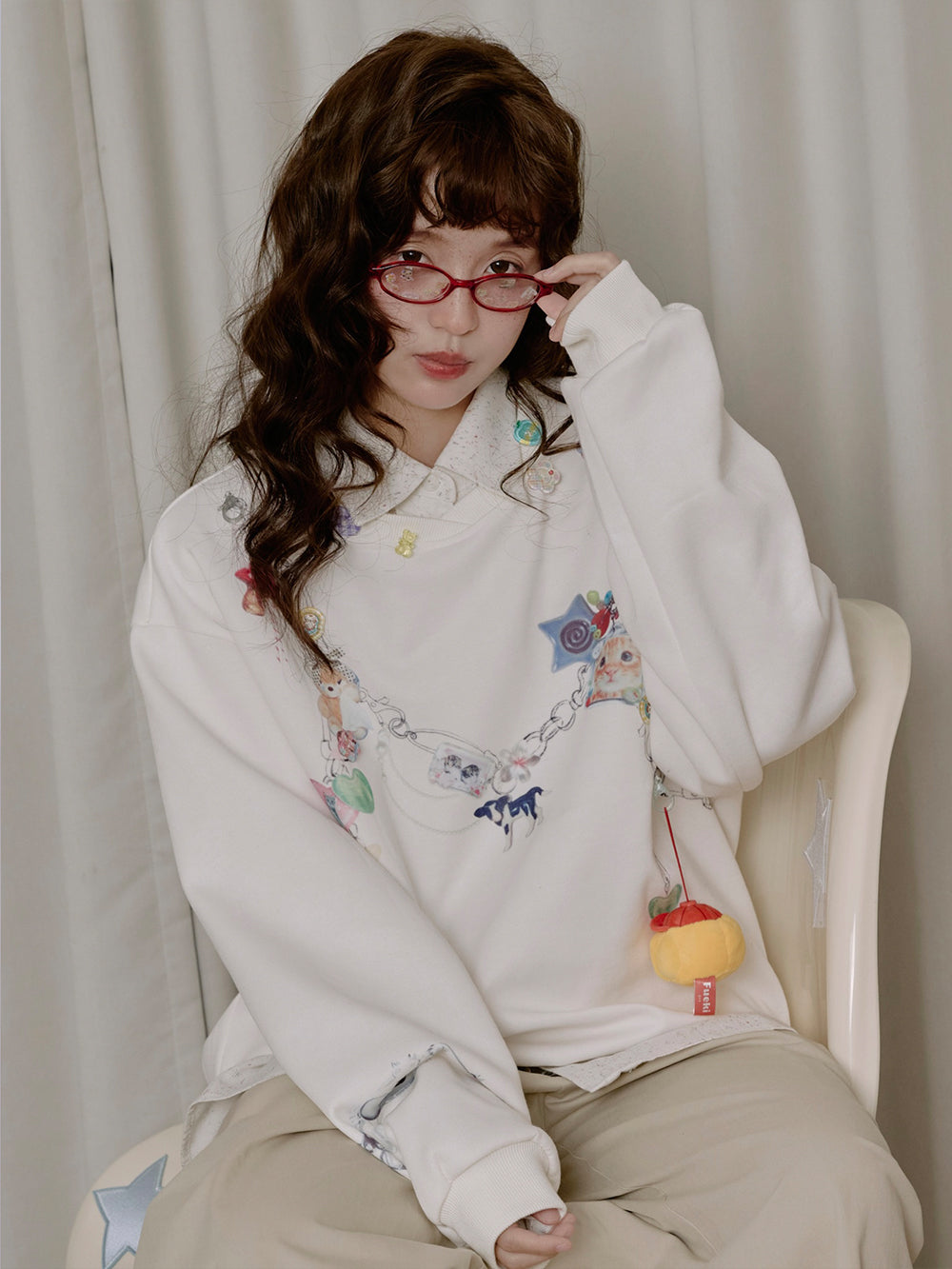 MUKTANK×LOUMUTAKU Y2K Faux Chain Camisole Sweatshirt