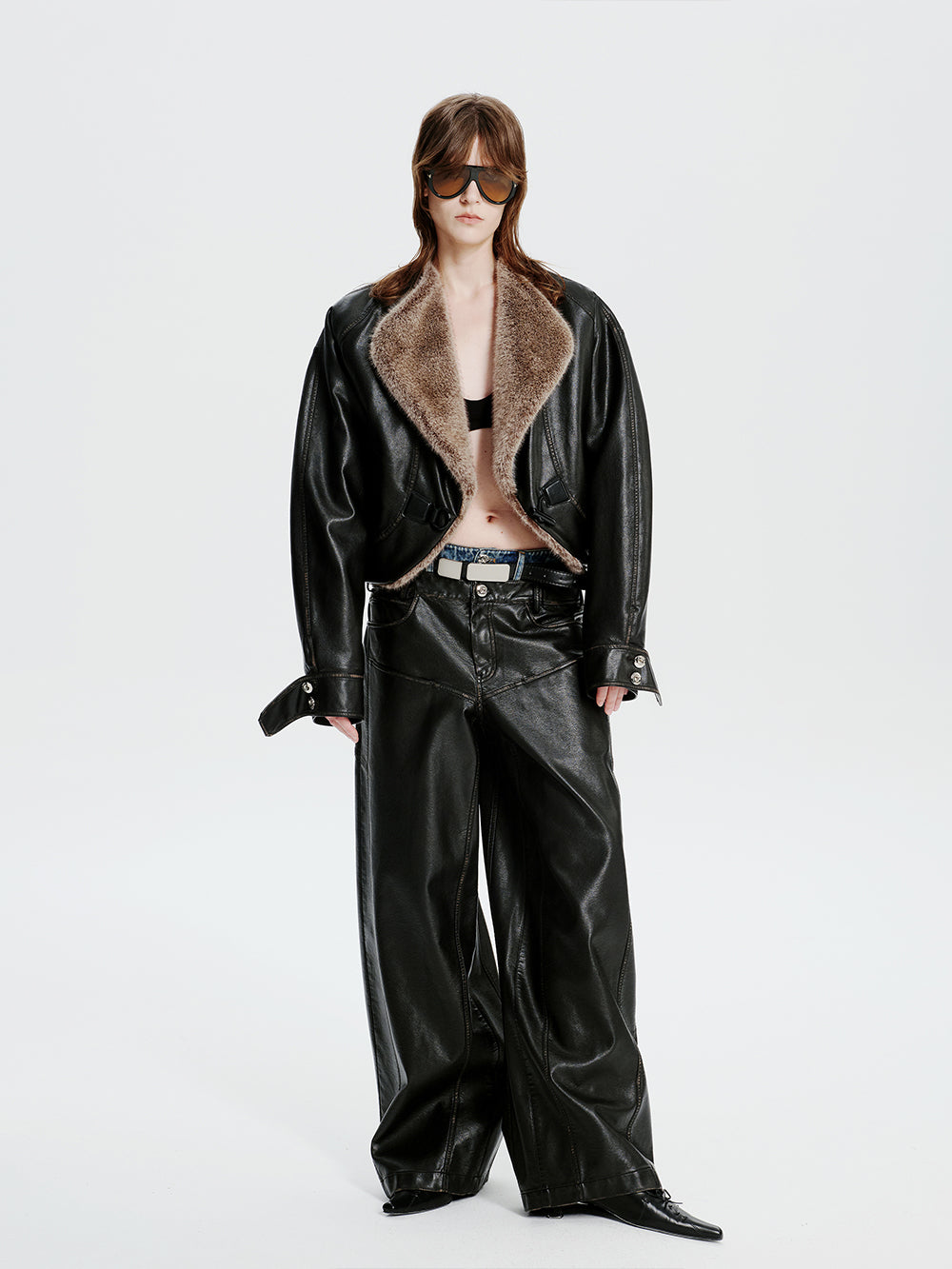 MUKTANK×MODULER Faux Mink Fur Collar Quilted Pumpkin-Shaped Coat