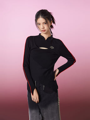 MUKZIN Hollow Long -sleeved Irregular Knit Sweater