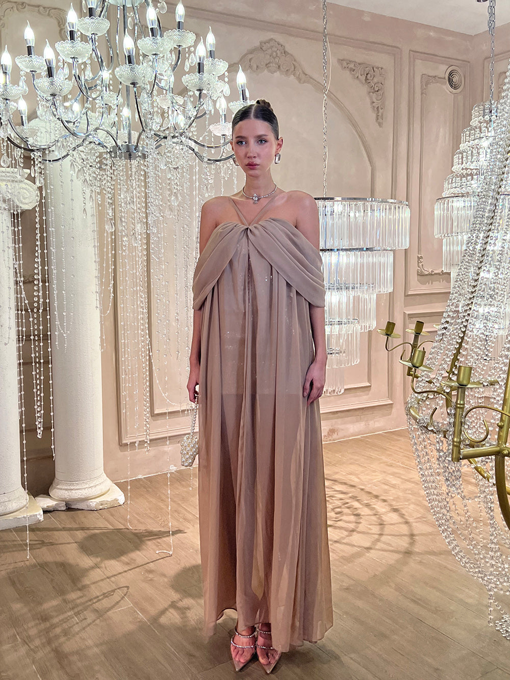 MUKTANK×Jqwention Nude sequin dress