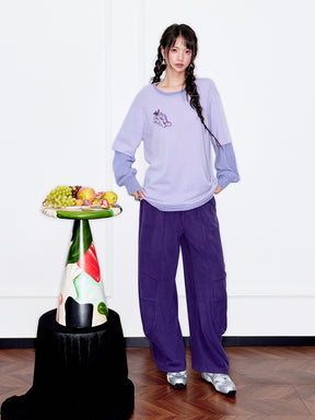 MUKZIN“Capsule Collection”Ribbed Fabric Slouchy Wide-Leg Pants