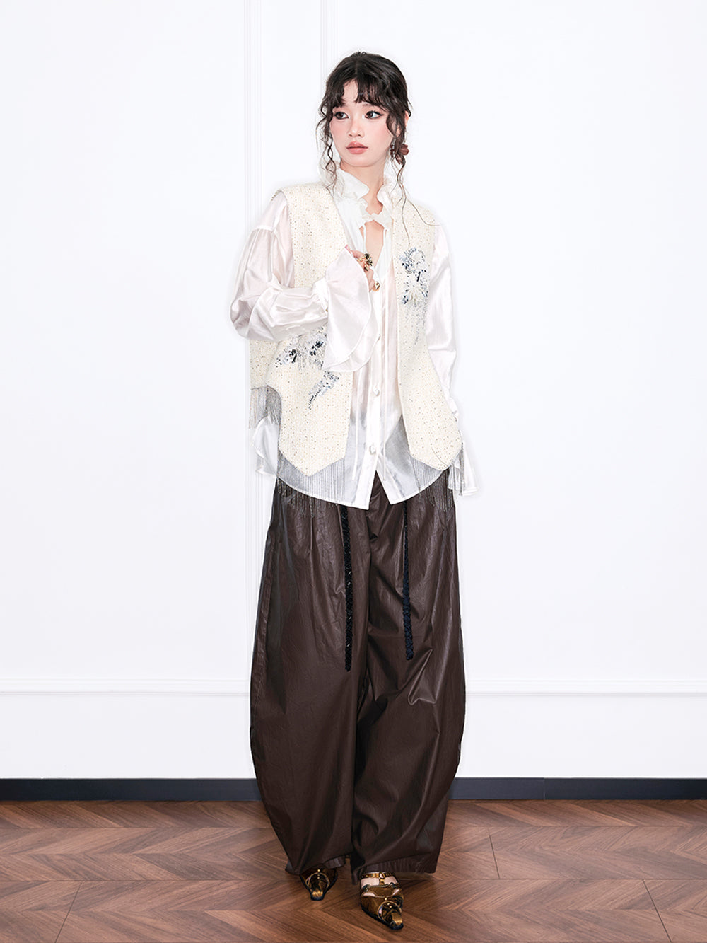 MUKZIN“Realm of Ethereal Mist”Women's Vintage Sequin Beaded Tassel Vest