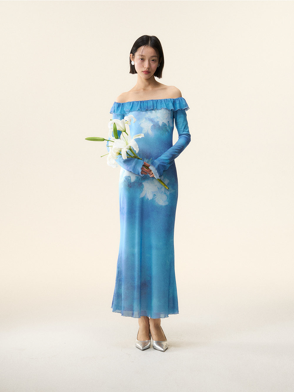 MUKTANK×LOUMUTAKU Blue Lily Dress