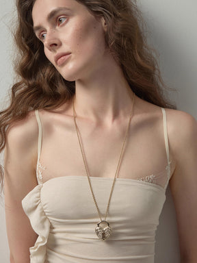 MUKTANK×SUN HUNTER Long Vintage Embossed Heart Necklace