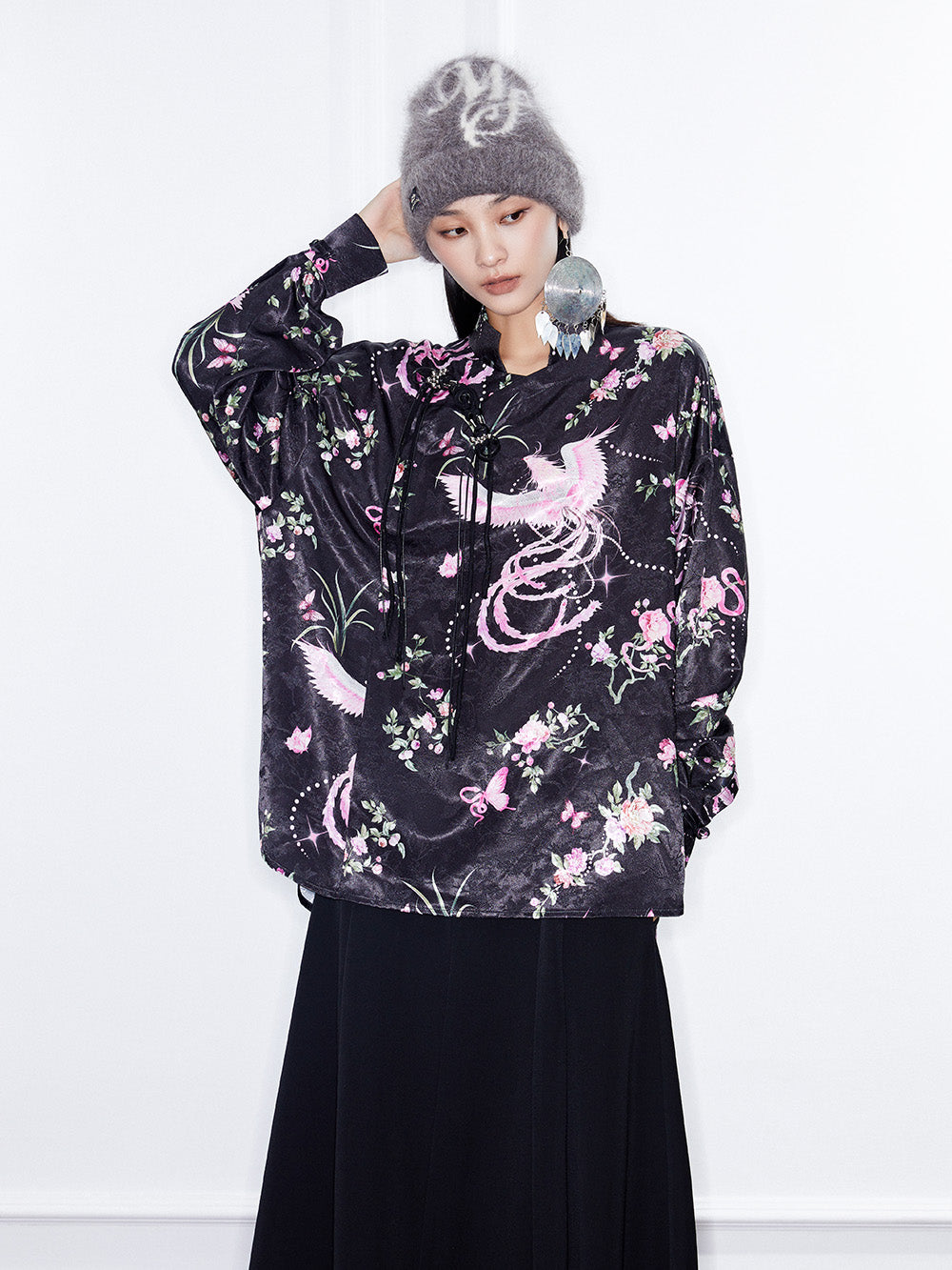 MUKZIN  Linglong  "Fengqi" Loose Stand-up Collar Long-sleeved Shirt