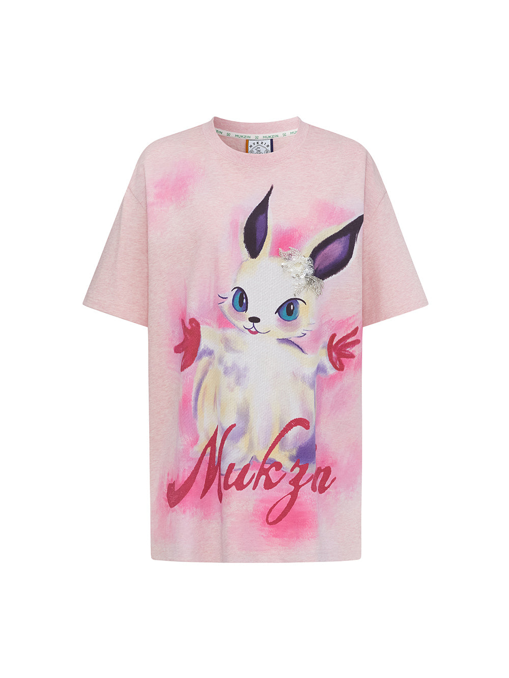 Mukzin "Ode To The New Summer"Dreamy Pink Printed Short-Sleeved T-Shirt