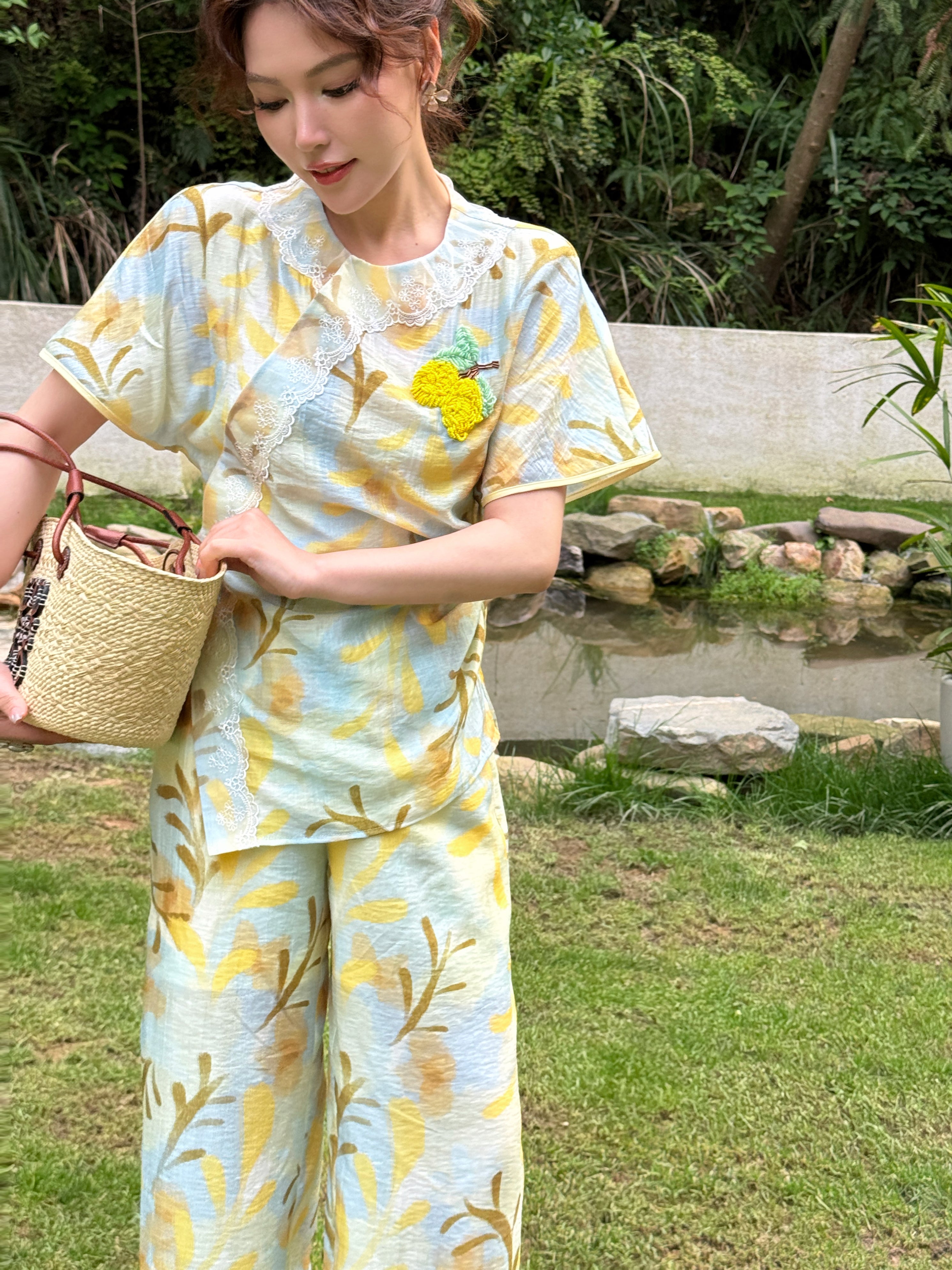 MUKZIN×"Capsule Collection" Modern Chinese Embroidered Linen Trousers