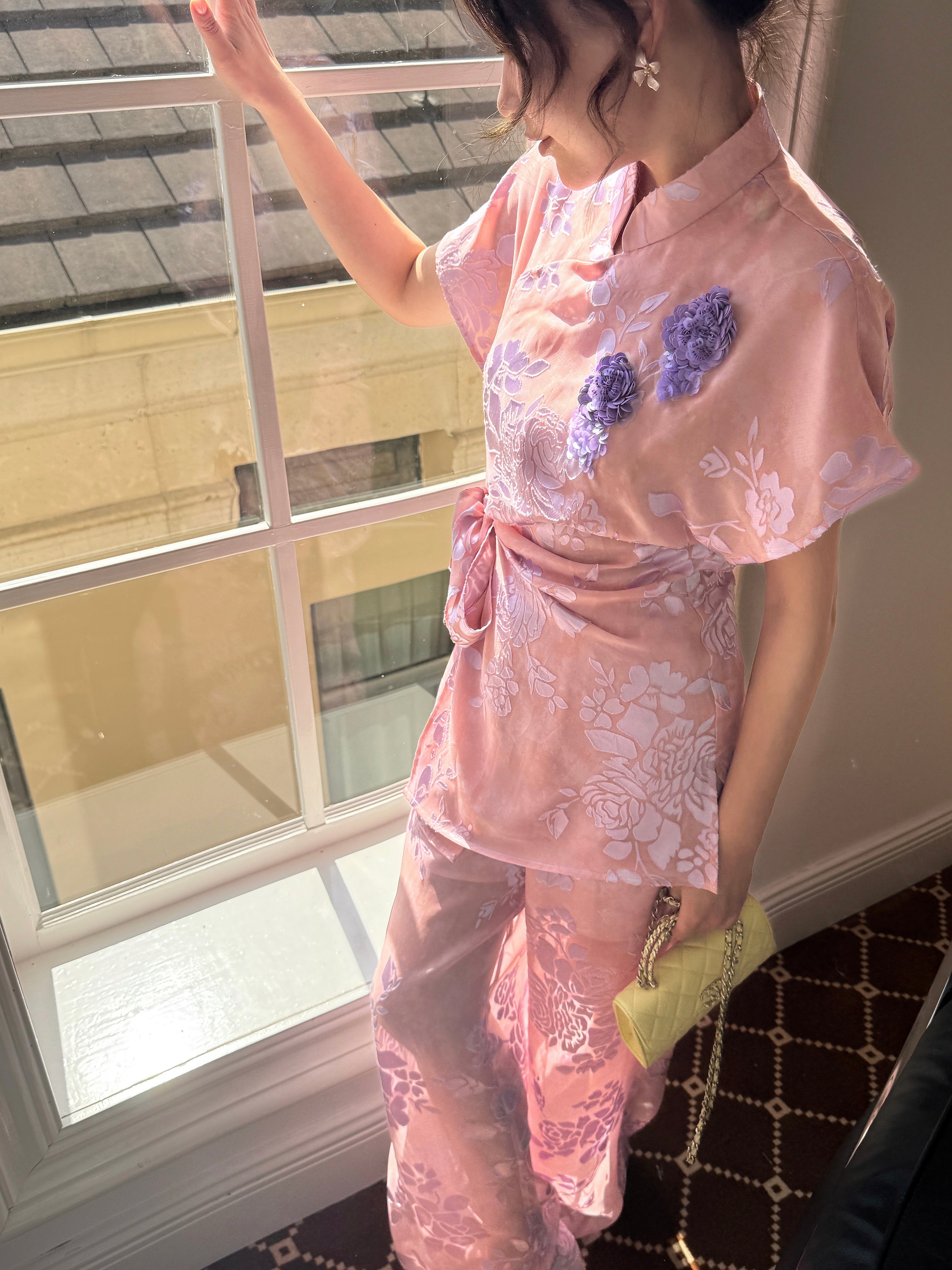 MUKZIN×Capsule Collection New Chinese-style embroidered loose and lightweight pink top