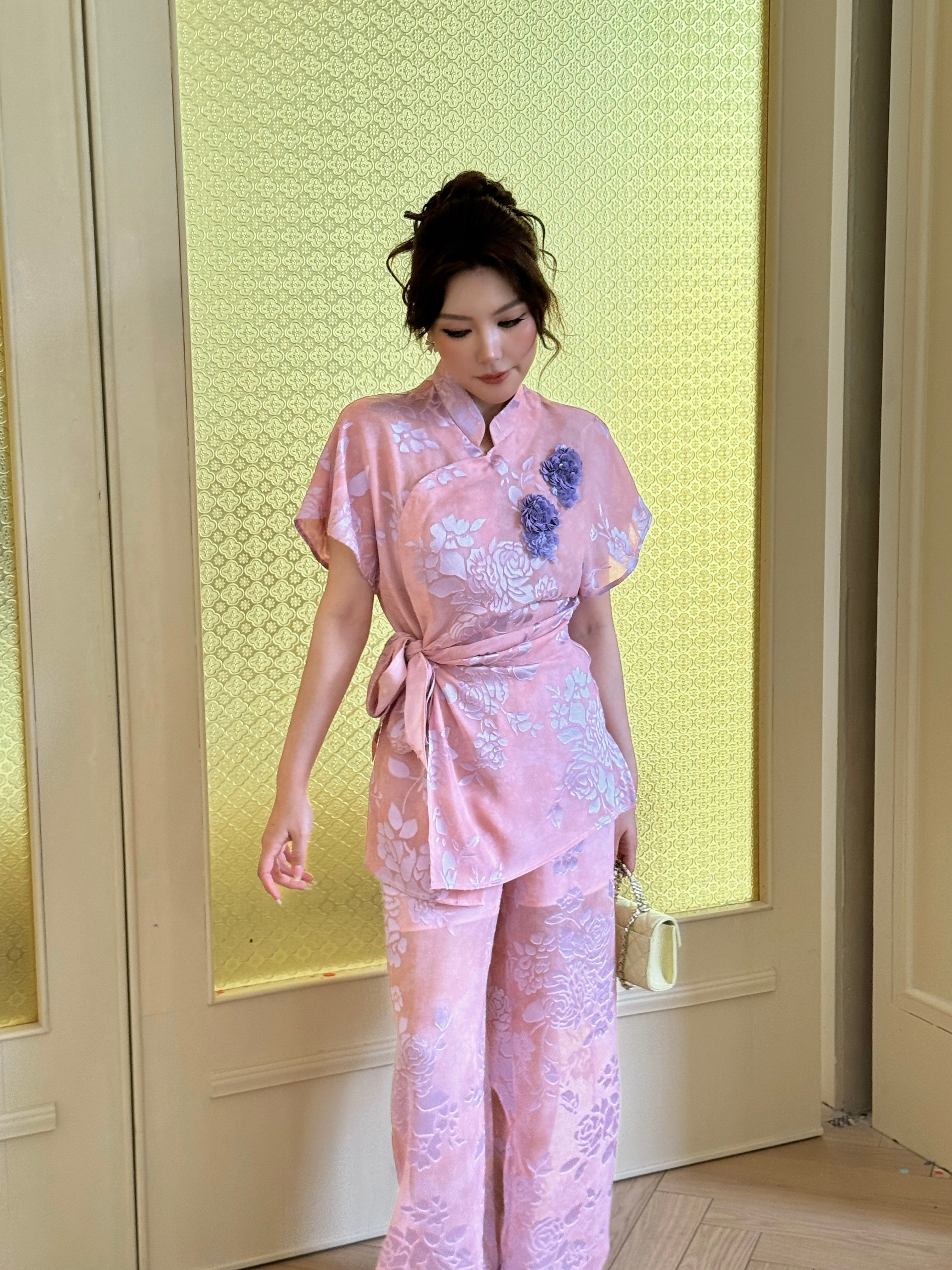 MUKZIN×Capsule Collection New Chinese-style embroidered loose and lightweight pink top