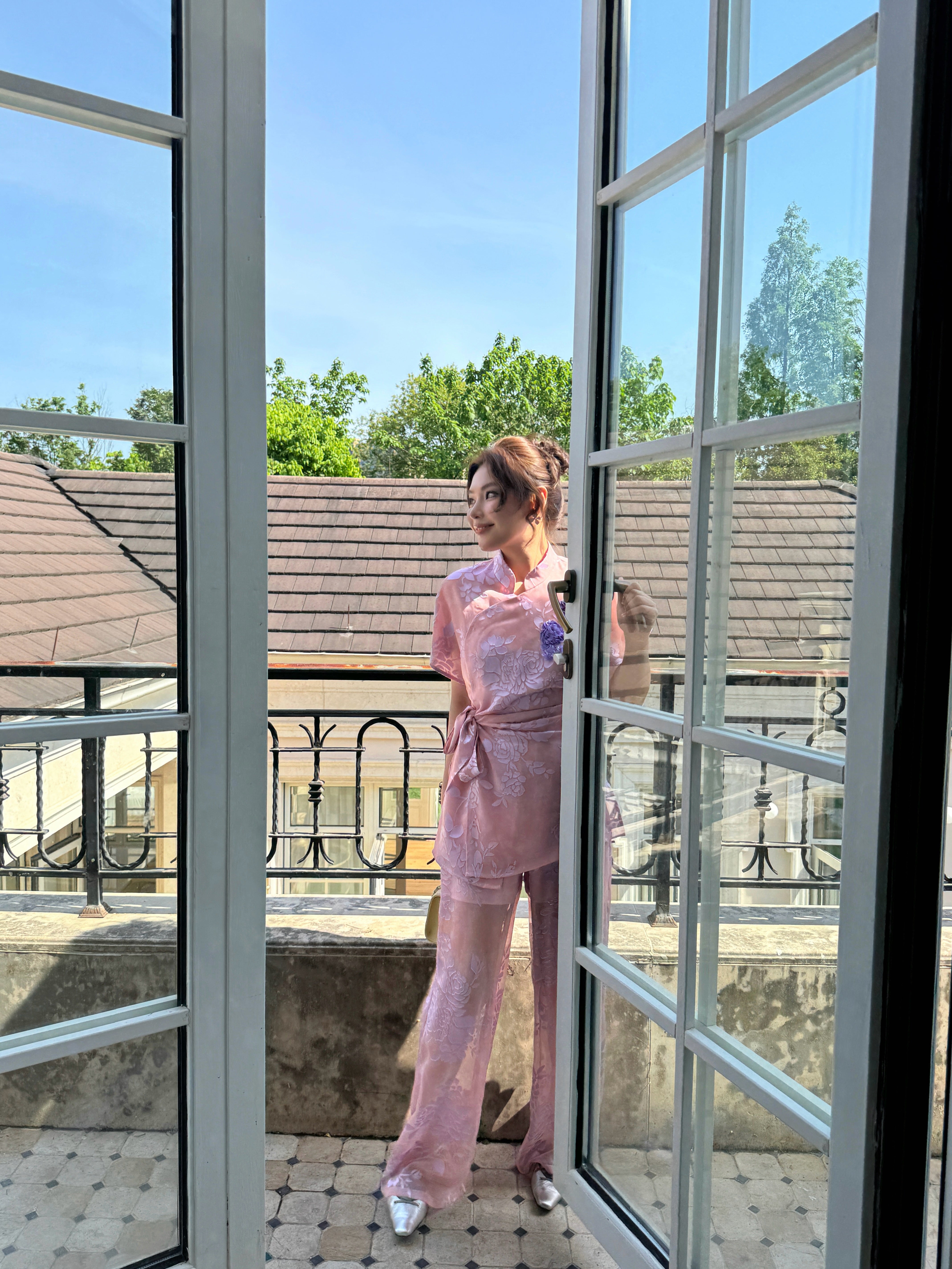 MUKZIN×Capsule Collection New Chinese-style embroidered loose and lightweight pink top