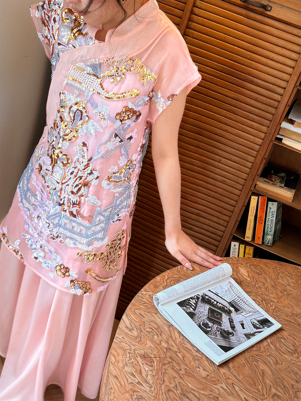 MUKZIN×Capsule Collection New Chinese-style embroidered white modified cheongsam dress