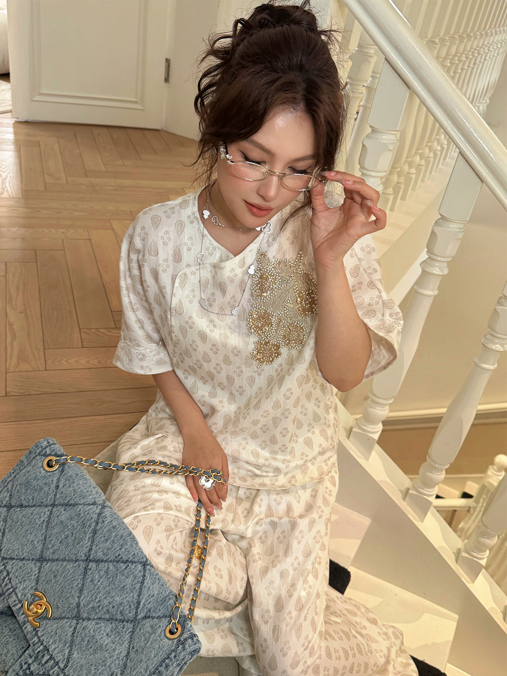 MUKZIN×Capsule CollectionNew Chinese-style traditional handicraft embroidery casual linen shirt