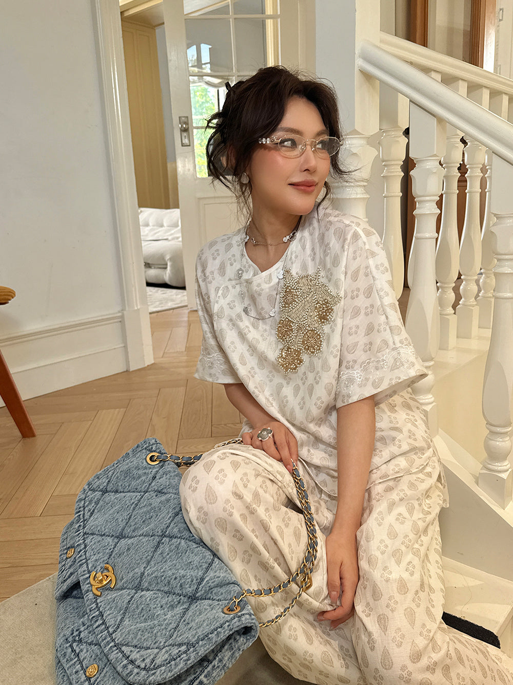 MUKZIN×Capsule Collection New Chinese-style intangible cultural heritage embroidery casual linen pant