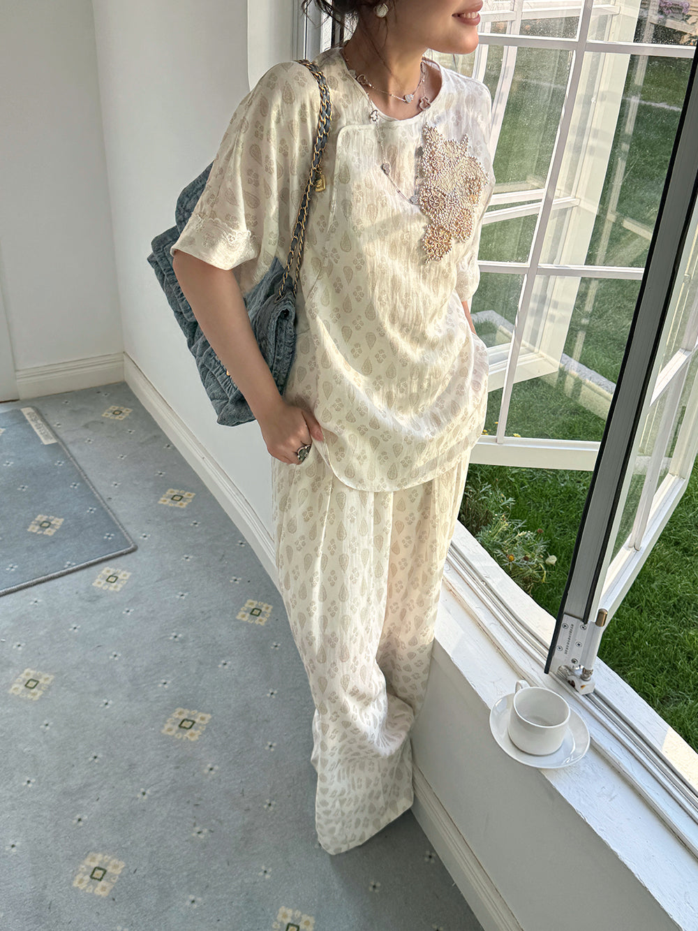 MUKZIN×Capsule CollectionNew Chinese-style traditional handicraft embroidery casual linen shirt