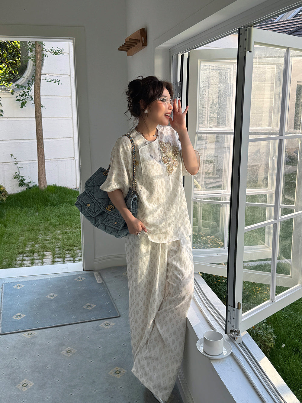 MUKZIN×Capsule Collection New Chinese-style intangible cultural heritage embroidery casual linen pant