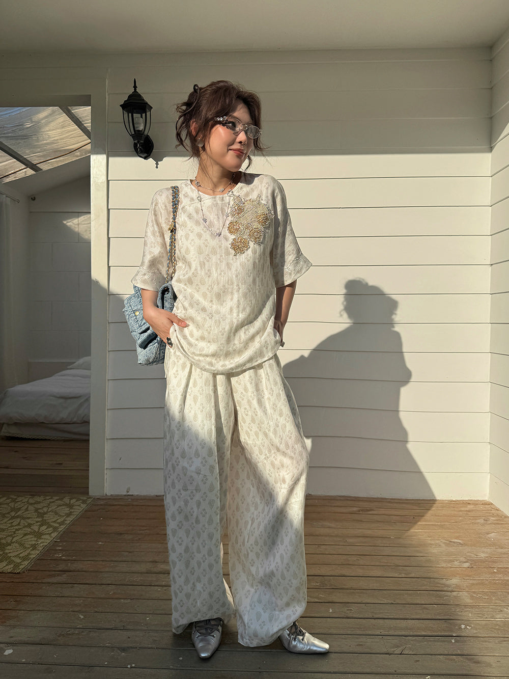 MUKZIN×Capsule Collection New Chinese-style intangible cultural heritage embroidery casual linen pant
