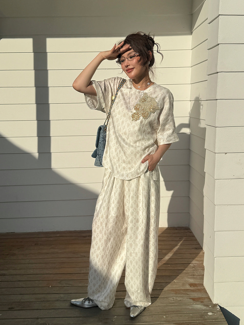 MUKZIN×Capsule Collection New Chinese-style intangible cultural heritage embroidery casual linen pant